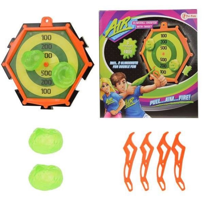 TOI-TOYS SLIME BALL SHOOTING WITH SLINGSHOT & DARTBOARD