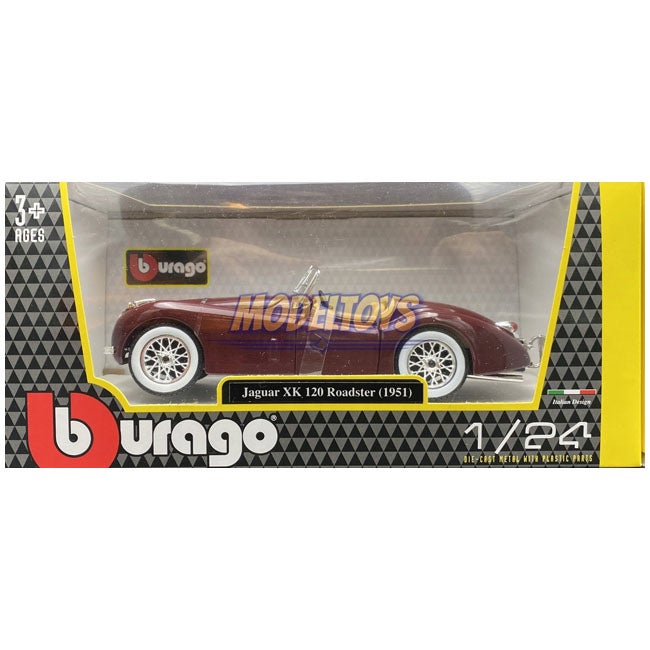 BURAGO 1:24 DIECAST JAGUAR XK 120 ROADSTER RED