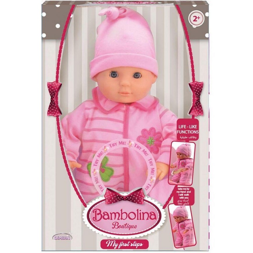 BAMBOLINA 33CM BABY TRAINING SOFT WALKING DOLL