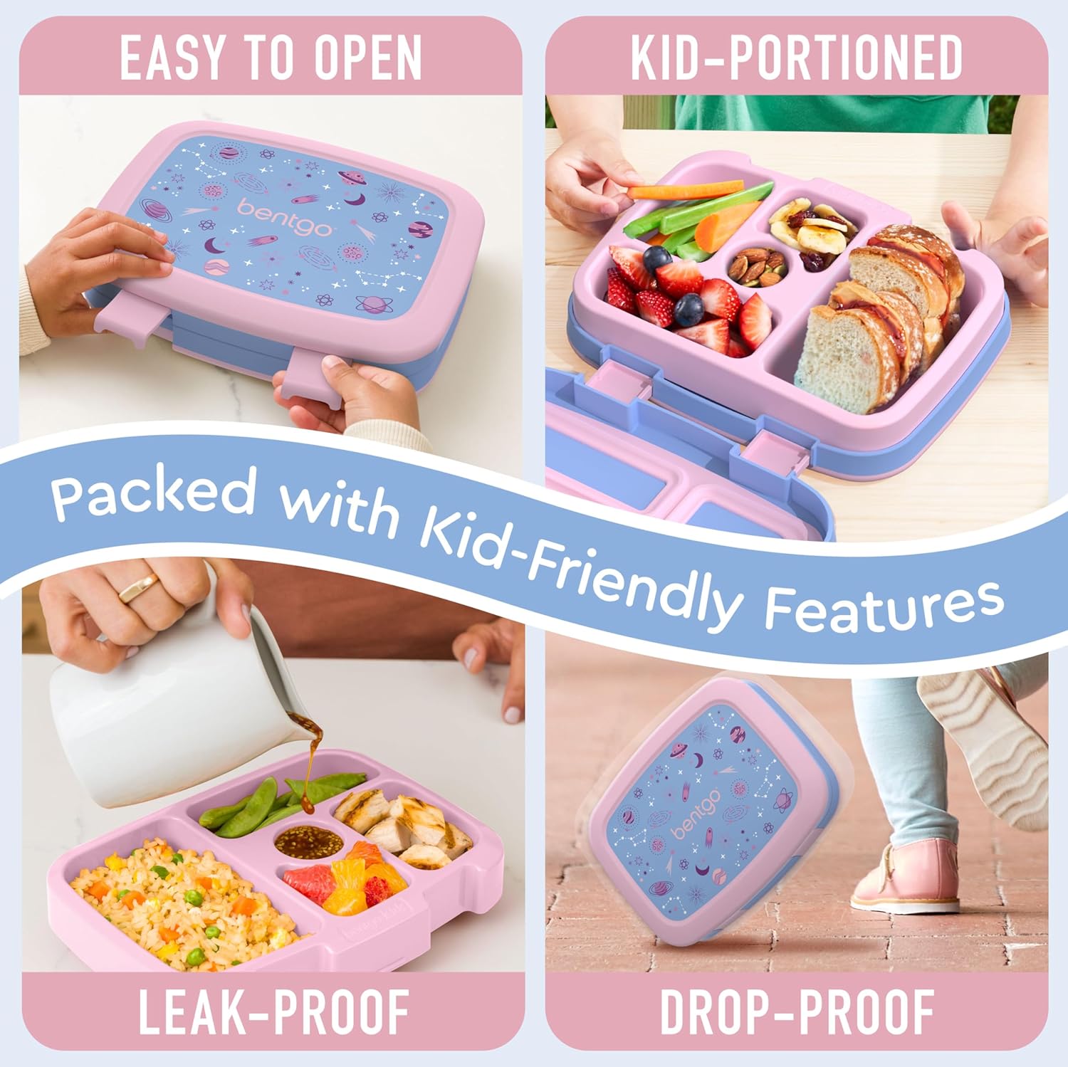 BENTGO KIDS PRINTS   LUNCH BOX LAVENDER GALAXY
