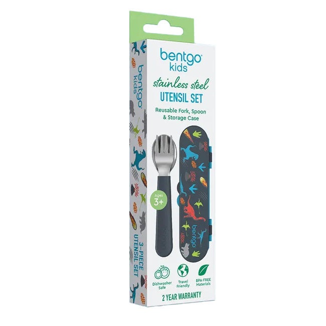 BENTGO  KIDS STAINLESS STEEL UTENSILS SET  DINO