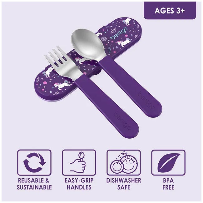 BENTGO  KIDS STAINLESS STEEL UTENSILS SET  UNICORN