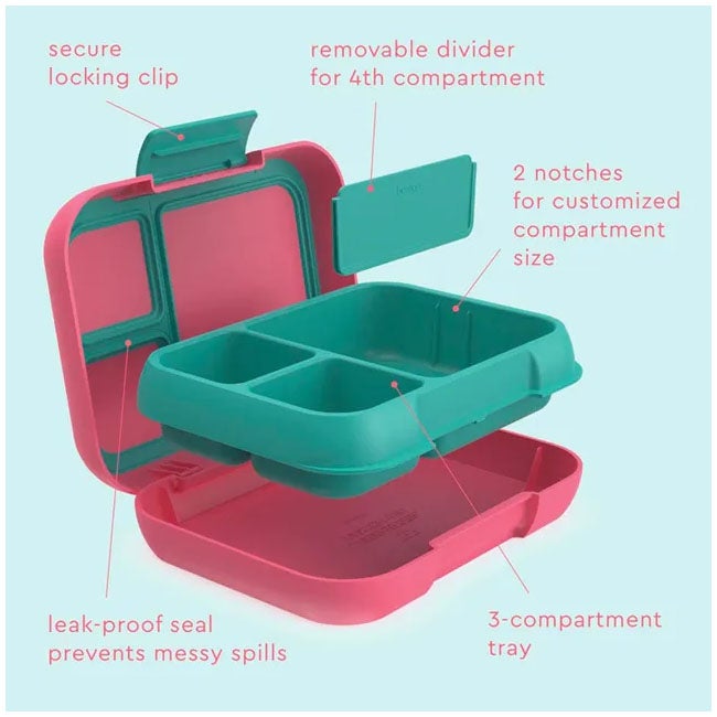 BENTGO POP  REMOVABLE DIVIDER LUNCH BOX BRIGHT CORAL/TEAL