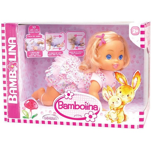 BAMBOLINA 40CM CRAWLING DOLL WITH GIGGLES SOUNDS