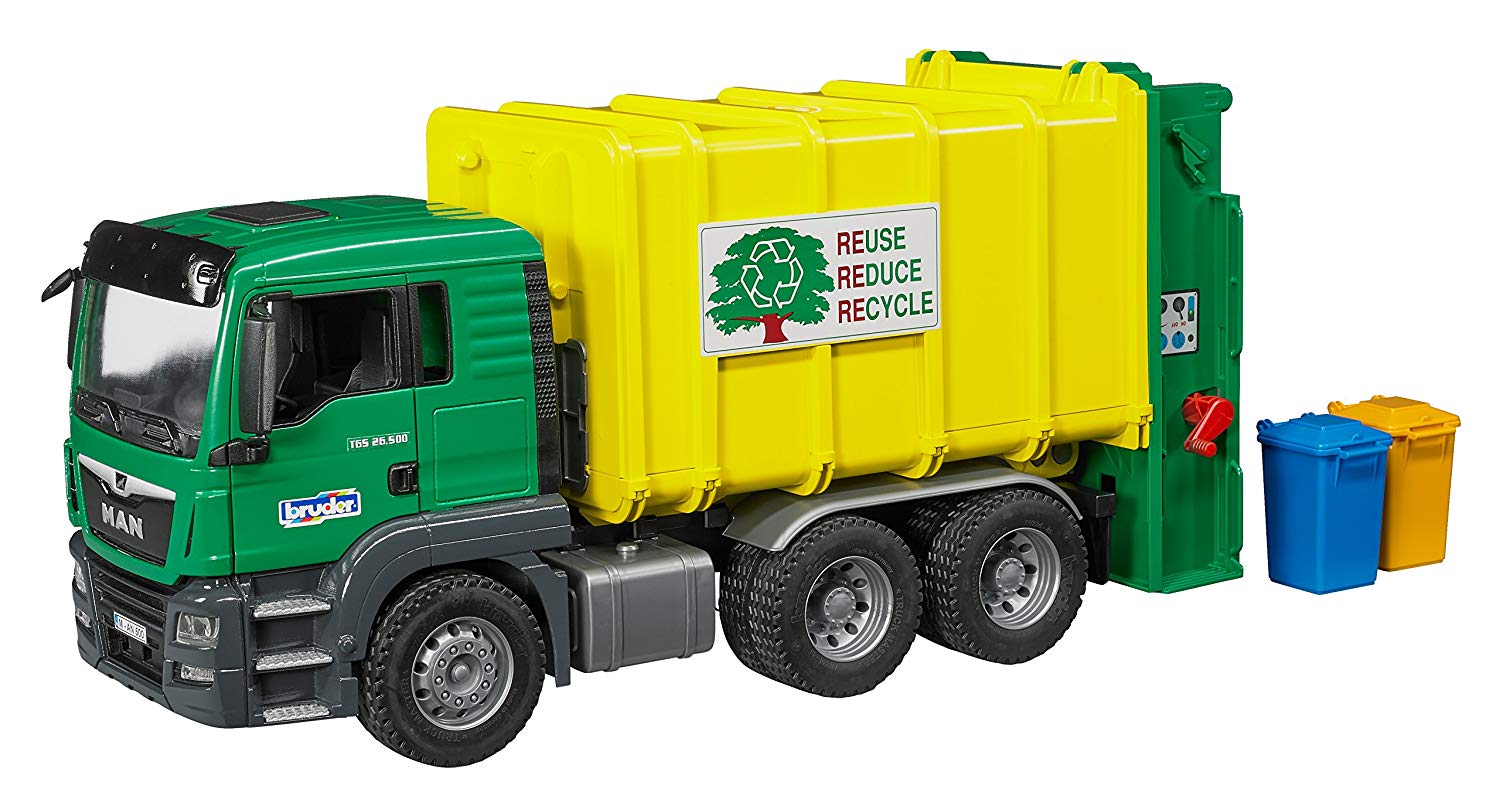 BRUDER LOADING GARBAGE TRUCH VEHICLE PLAYSET GREEN