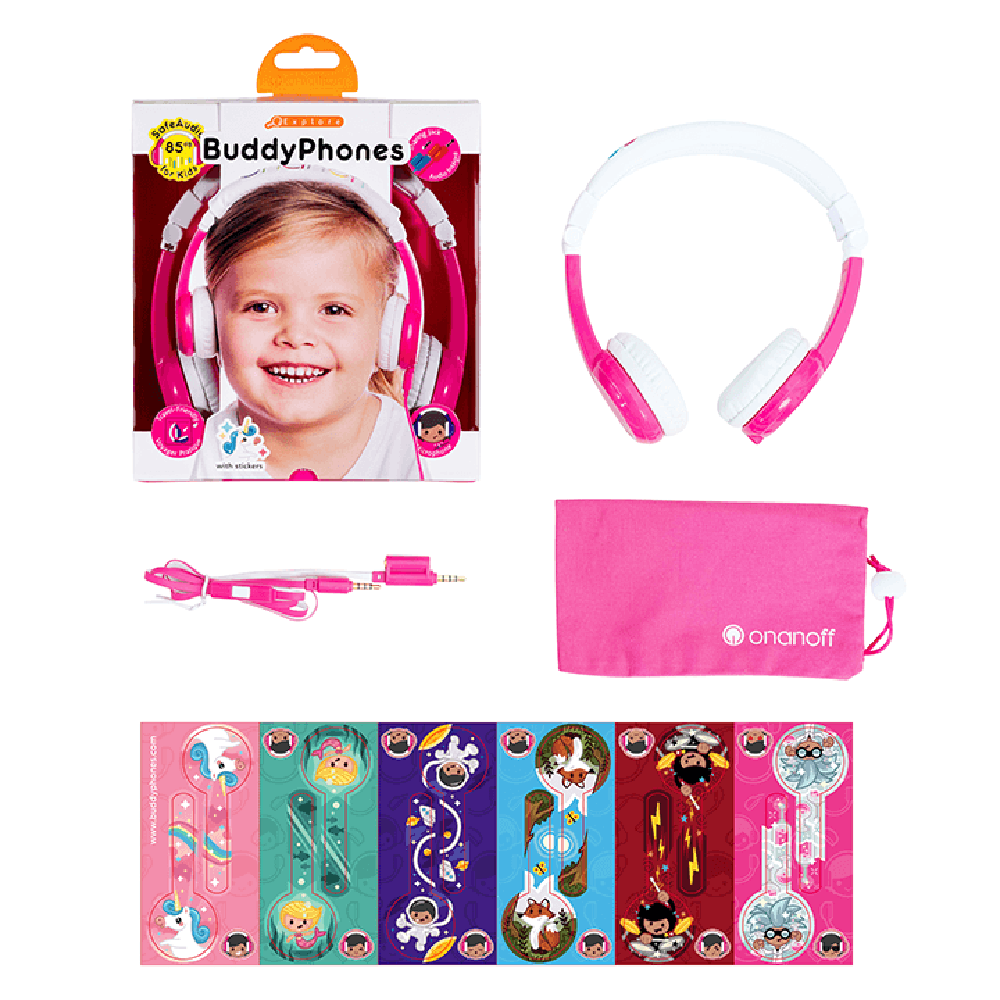 BUDDYPHONES UNICORN FOLDABLE WITH MIC PINK