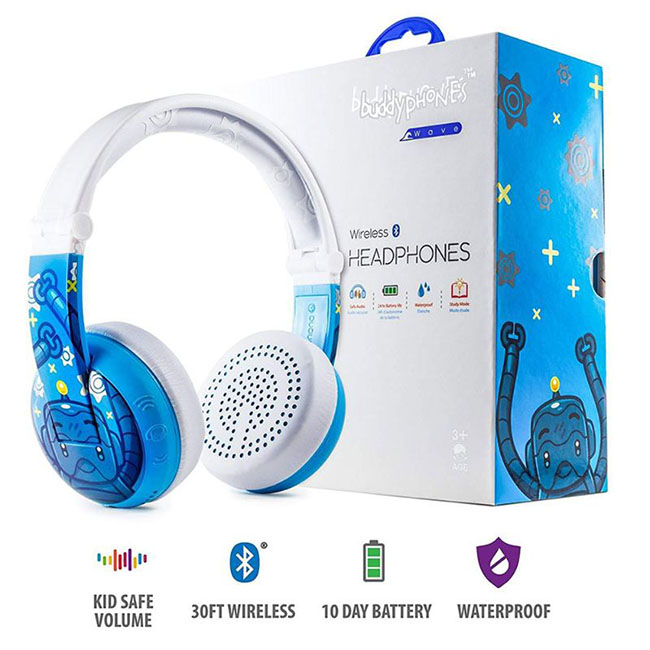 BUDDYPHONES WAVE WIRELESS BLUETOOTH HEADPHONE BLUE