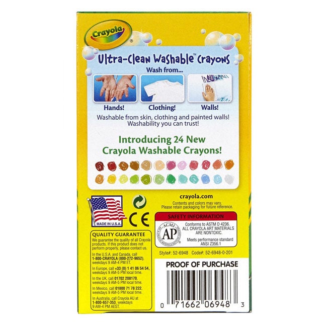 CRAYOLA 48-COUNT REGULAR SIZE ULTRA-CLEAN WASHABLE CRAYONS