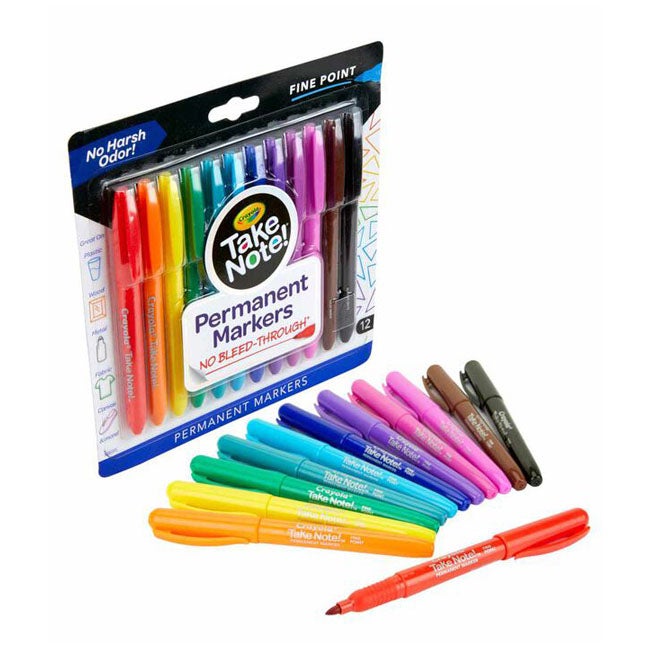 CRAYOLA 12-COUNT WATERBASED PERMANENT MARKERS