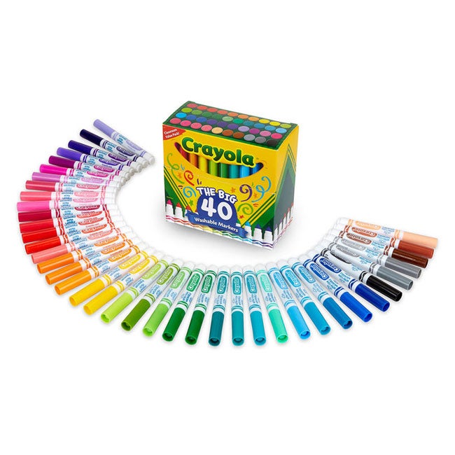 CRAYOLA 40-COUNT ULTRA-CLEAN WASHABLE ASSORTED BROAD LINE