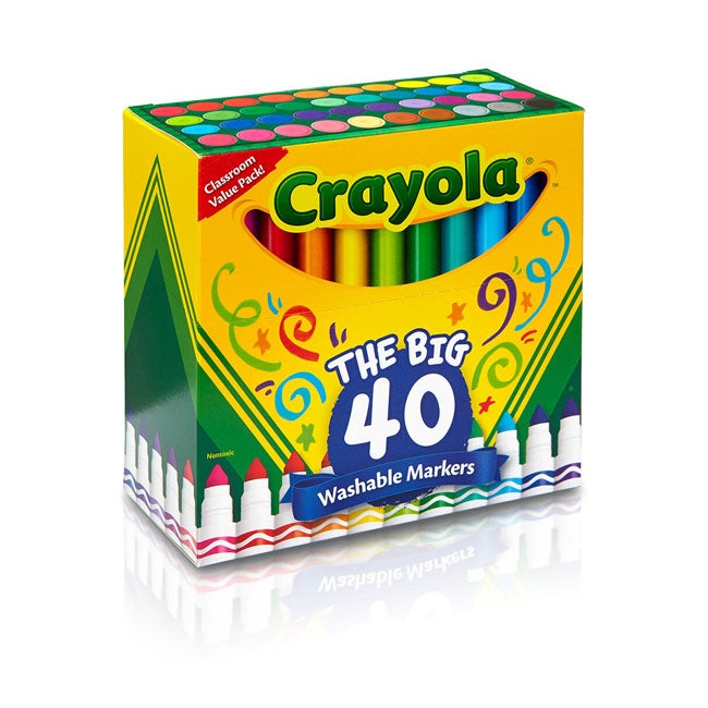 CRAYOLA 40-COUNT ULTRA-CLEAN WASHABLE ASSORTED BROAD LINE