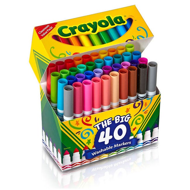 CRAYOLA 40-COUNT ULTRA-CLEAN WASHABLE ASSORTED BROAD LINE