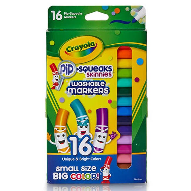 CRAYOLA 16-COUNT WASHABLE PIP-SQUEAKS SKINNIES MARKERS