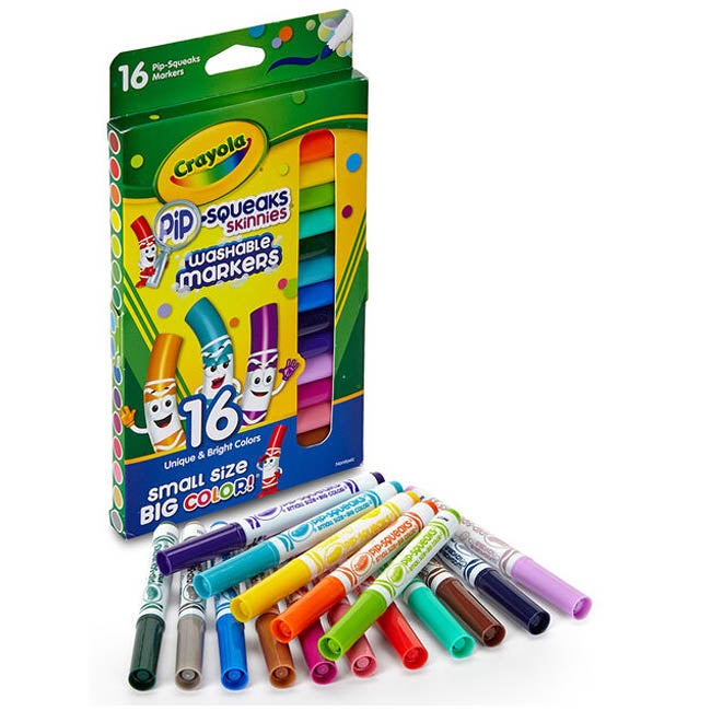 CRAYOLA 16-COUNT WASHABLE PIP-SQUEAKS SKINNIES MARKERS