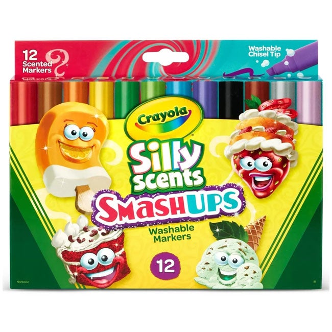 CRAYOLA 12-COUNT SILLY SCENTS SMASH UPS WEDGE TIP SCENTED