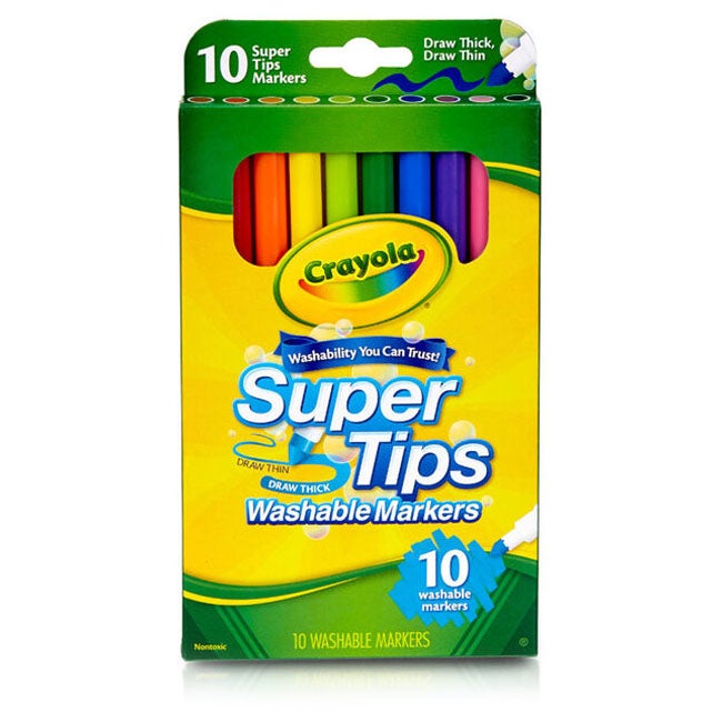 CRAYOLA 10-COUNT WASHABLE SUPER TIPS MARKERS