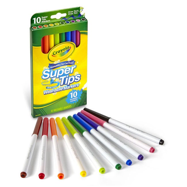 CRAYOLA 10-COUNT WASHABLE SUPER TIPS MARKERS
