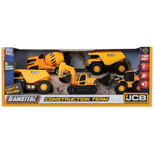 TEAMSTERZ JCB LIGHT AND SOUND CONSTRUCTION VEHICLES 5-PACK
