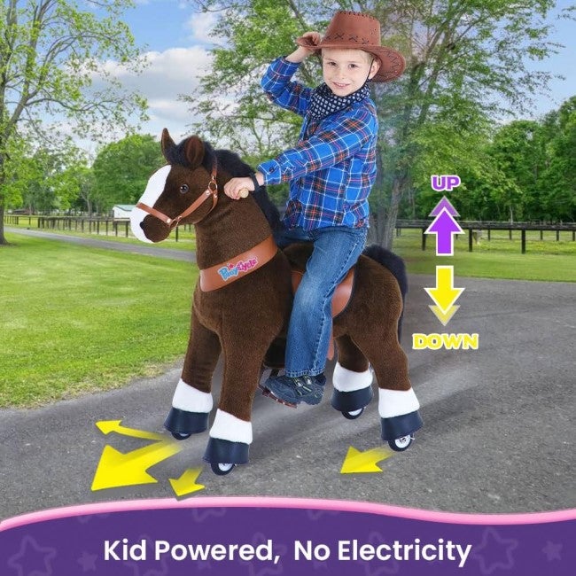 PONYCYCLE CHOCO BROWN HORSE RIDE ON WITH BRAKE AND SOUND