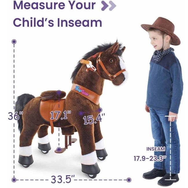 PONYCYCLE CHOCO BROWN HORSE RIDE ON WITH BRAKE AND SOUND