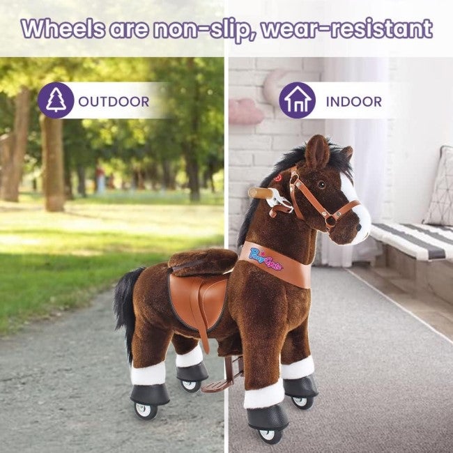 PONYCYCLE CHOCO BROWN HORSE RIDE ON WITH BRAKE AND SOUND