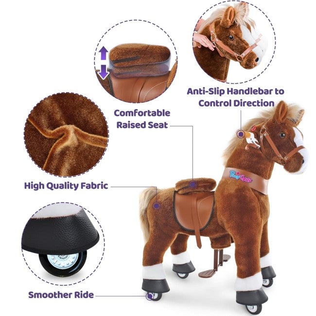 PONYCYCLE BROWN HORSE RIDE ON WITH BRAKE AND SOUND