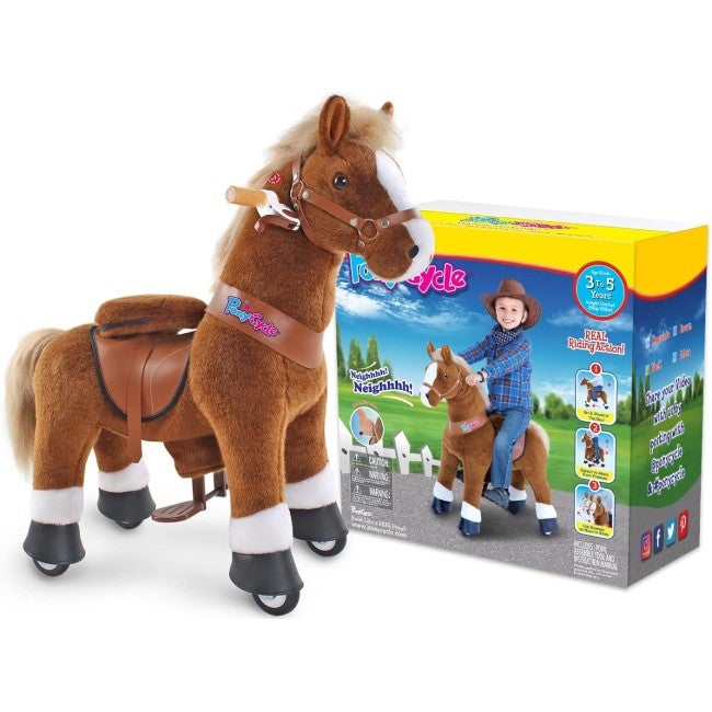 PONYCYCLE BROWN HORSE RIDE ON WITH BRAKE AND SOUND