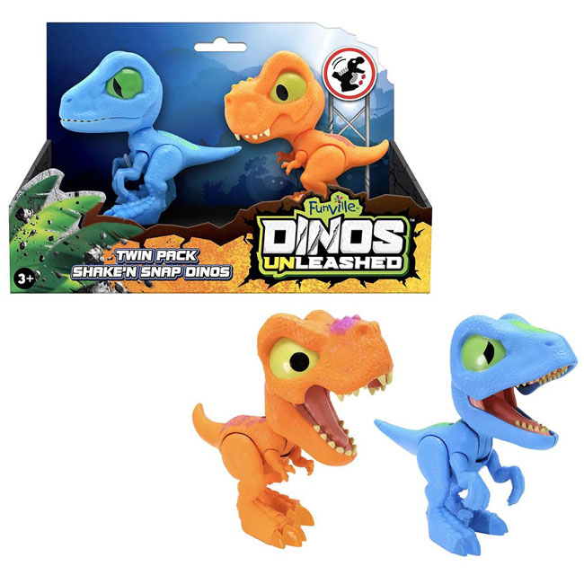 FUNVILLE TWIN CHOMPING DINOS T-REX & RAPTOR