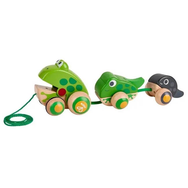 HAPE PULL ALONG FROG FAMILY WOODEN TOY