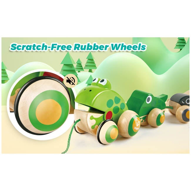 HAPE PULL ALONG FROG FAMILY WOODEN TOY