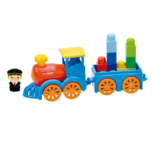 BLOCK MAXI TRAIN + 1 ANIMAL + 15 PIECES