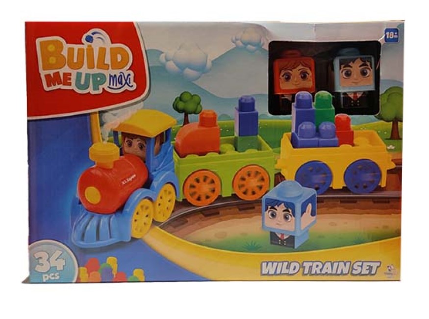 BUILD ME UP MAXI 34 PCS WILD TRAIN SET