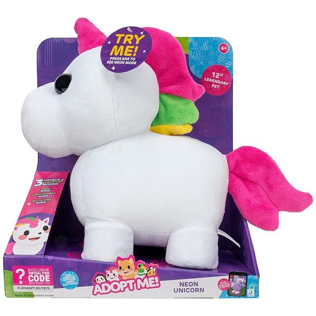 ADOPT ME S1 NEON UNICORN LIGHT UP PLUSH BATTERY