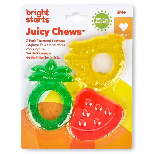 BRIGHT STARTS JUICY CHEWS 3-PACK TEXTURED TEETHERS