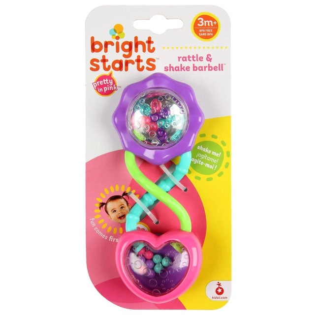 BRIGHT STARTS RATTLE AND SHAKE BARBELL TOY PURPLE