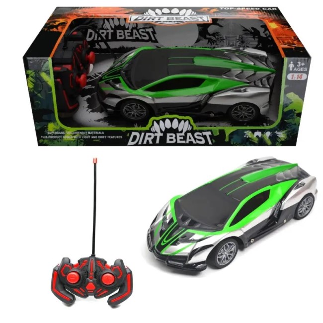 KAIWELL 1:14 RC CAR WITH LIGHT & ONE KEY DEMO-WHITE & GREEN