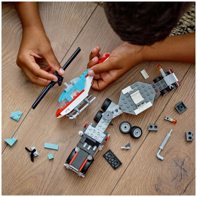LEGO CREATOR FLATBED TRUCK WITH HELICOPTER