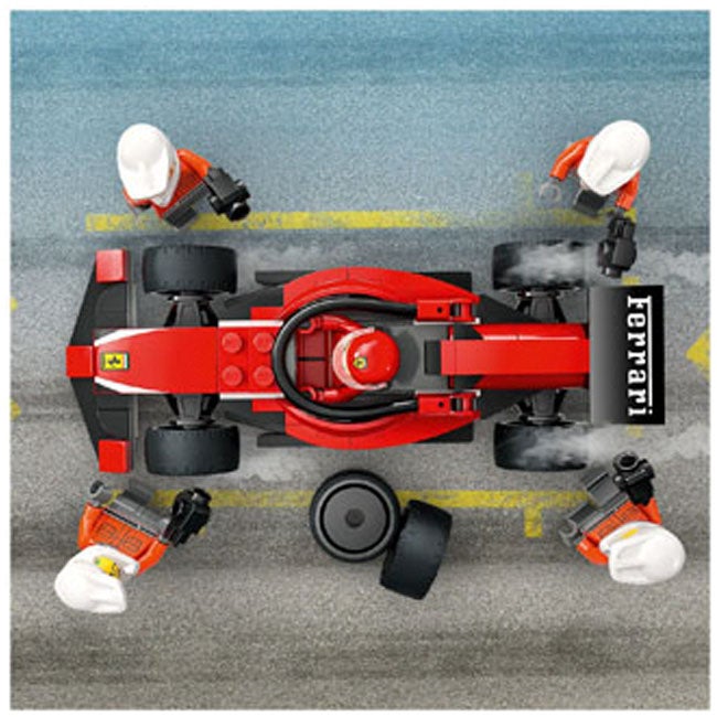 LEGO CITY F1 PIT STOP AND PIT CREW WITH FERRARI CAR