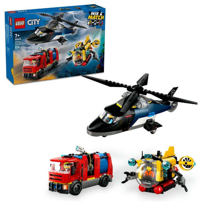 LEGO CITY HELICOPTER FIRE TRUCK AND SUBMARINE REMIX