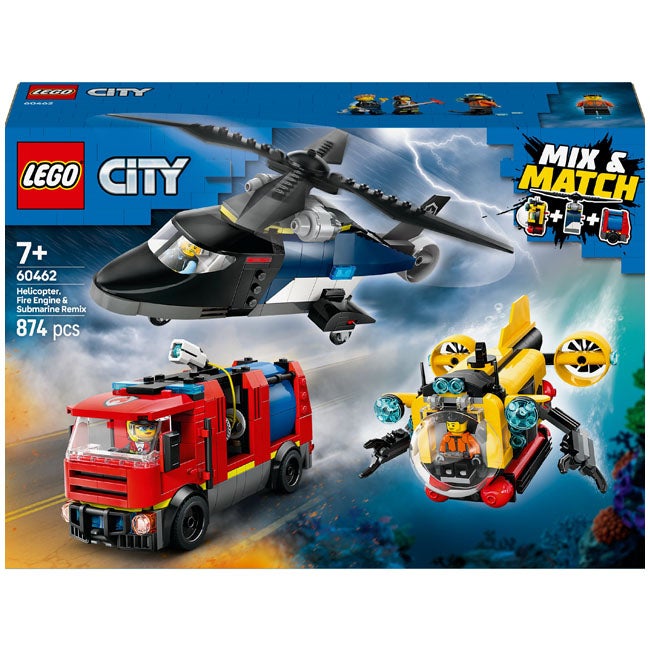 LEGO CITY HELICOPTER FIRE TRUCK AND SUBMARINE REMIX