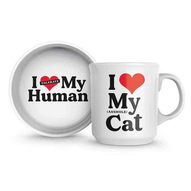 FRED HOWLIGANS - MUG+CAT BOWL-HEART CAT