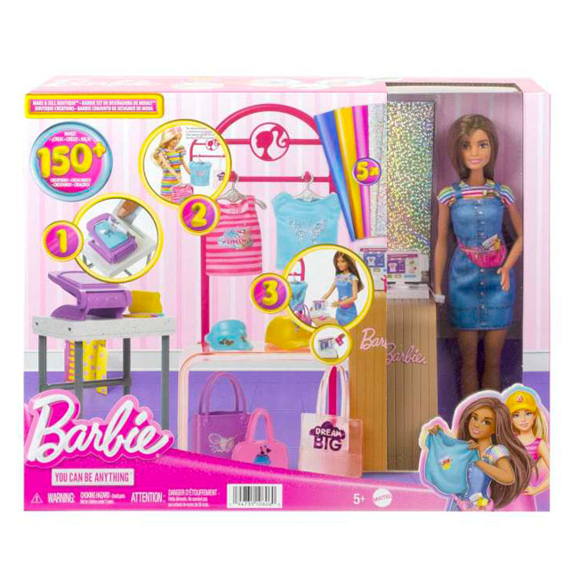 BARBIE MAKE AND SELL BOUTIQUE PLAYSET WITH BRUNETTE DOLL