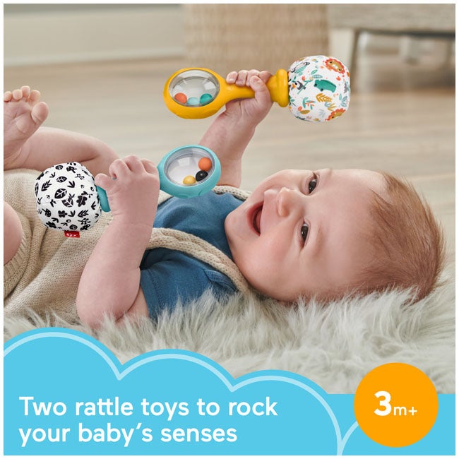 FISHER PRICE BABY NEWBORN TOYS RATTLE N ROCK MARACA