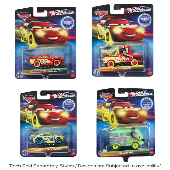 DISNEY PIXAR NIGHT RACING DIE-CAST SINGLES ASSORTED