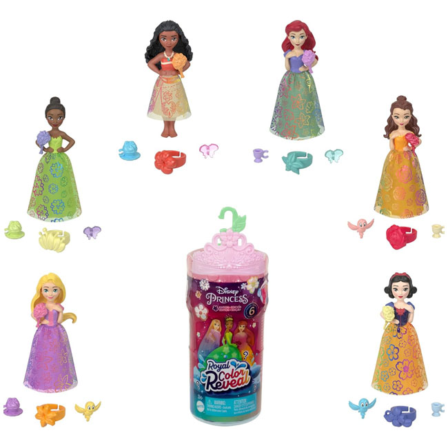 DISNEY PRINCESS ROYAL COLOR REVEAL SMALL DOLL