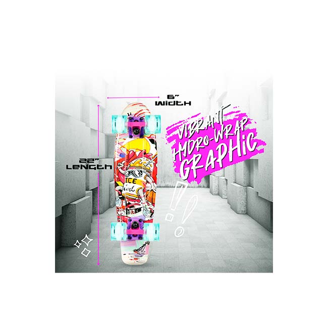 MADD GEAR 22-INCH BALLER RETRO W/ LIGHT UP WHEELS SKATEBOARD