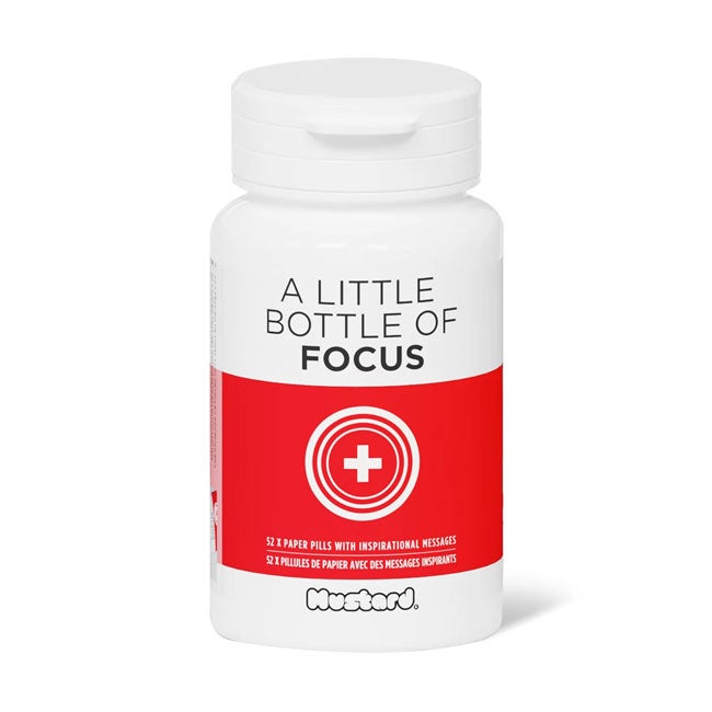 MUSTARD BOTTLE OF FOCUS WITH POSITIVE QUOTES