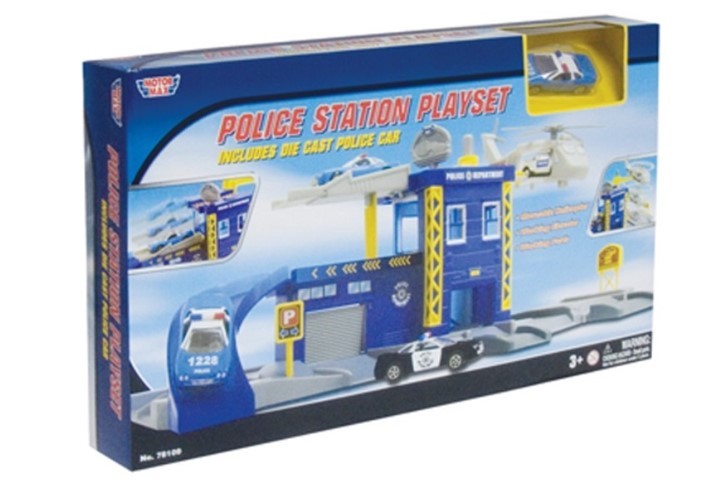 MOTORMAX DIECAST CAR POLICE STATION PLAYSET