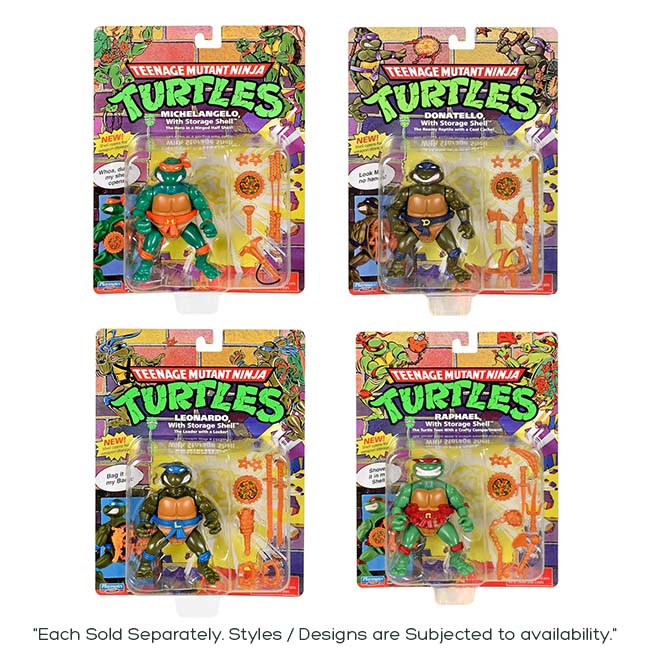 TMNT CLASSIC TURTLE FIGURES ASST WITH STORAGE SHELL