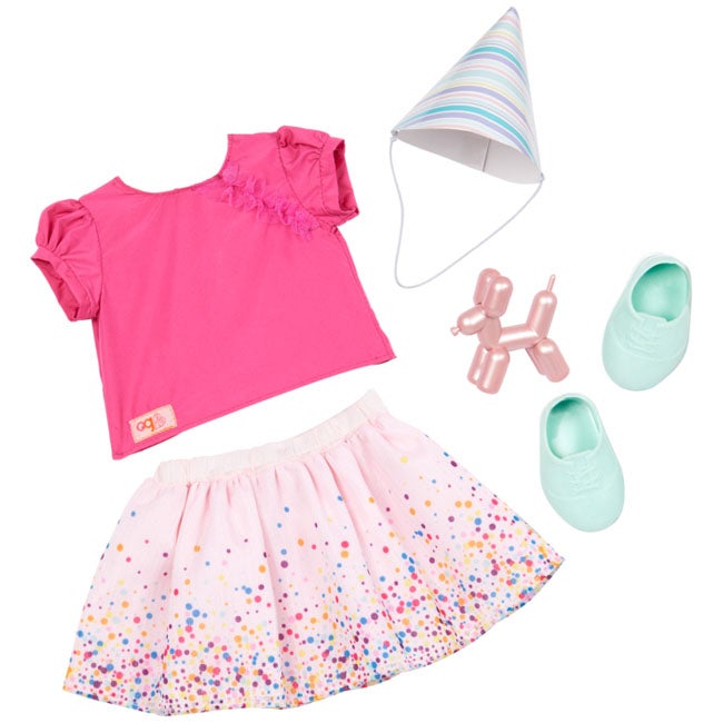 OUR GENERATION CONFETTI THEMED BIRTHDAY OUTFIT